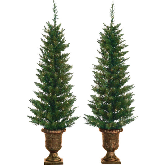 Sterling 4 Ft. Green Potted Cedar Pine Specialty Tree (Set of 2)