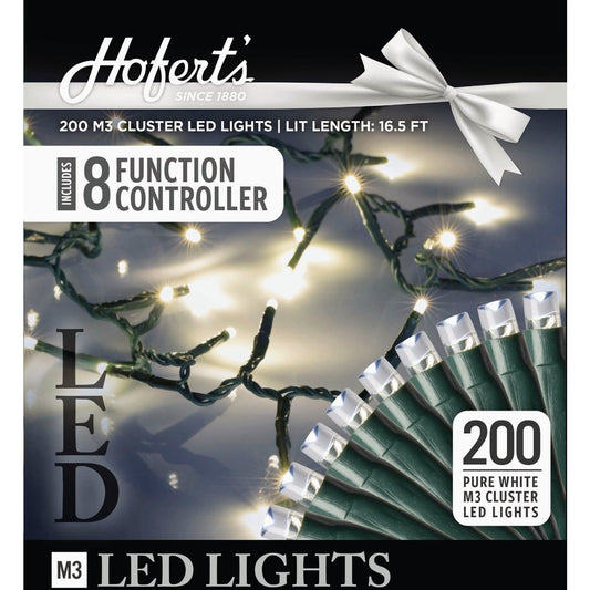 J Hofert Pure White 200-Bulb M3 LED Cluster String Light Set