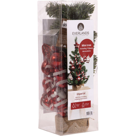 Everlands Imperial 14 In. Mini Christmas Tree with Red Colored Ornaments