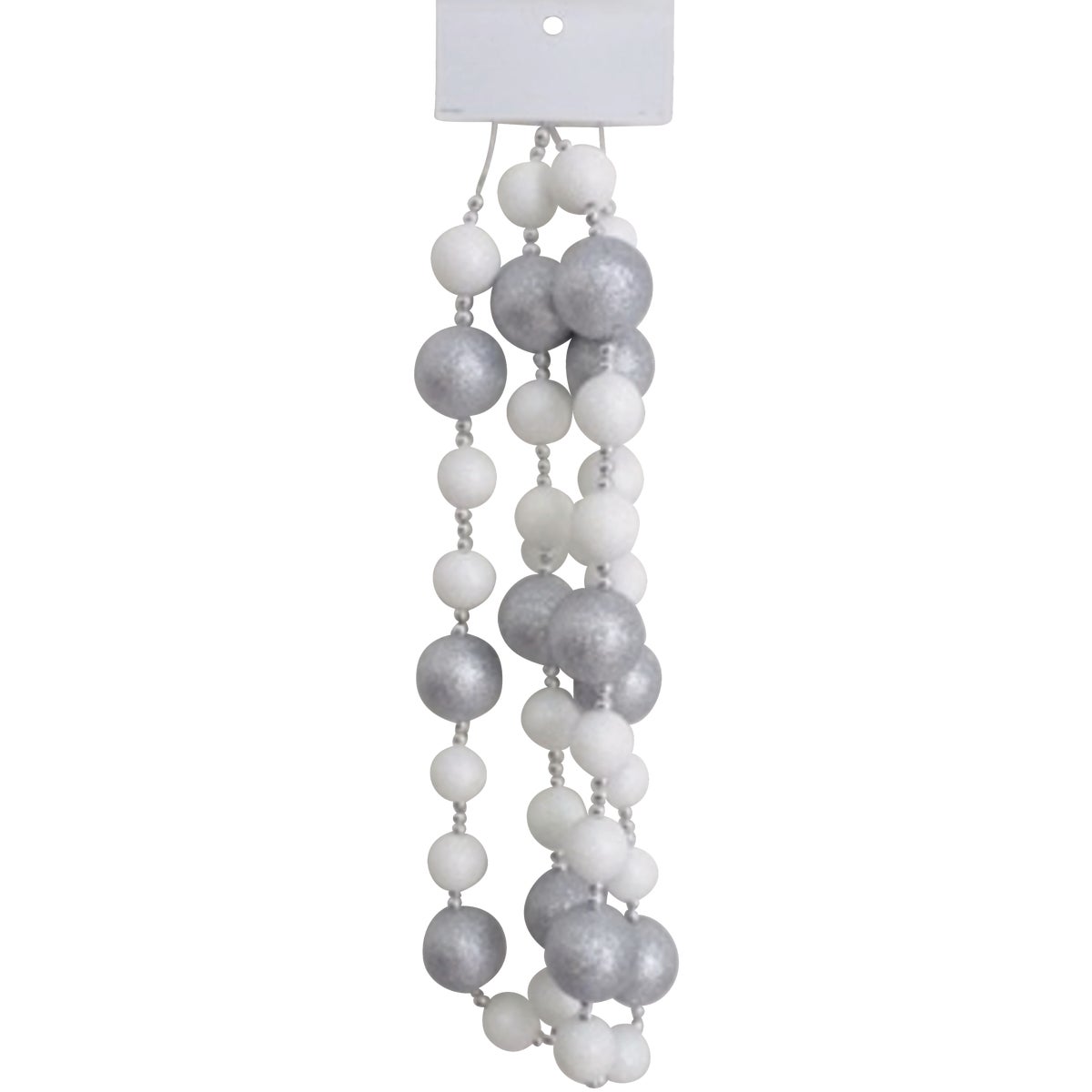 Youngcraft 6 Ft. White & Silver Glitter Ball Garland