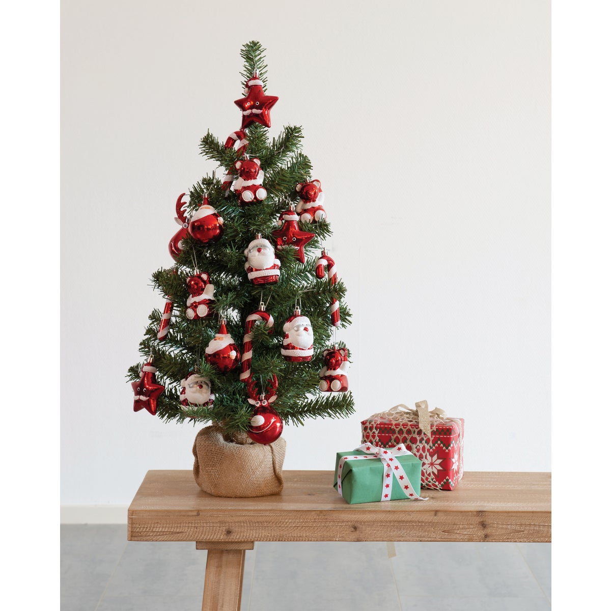 Everlands Imperial 29 In. Mini Christmas Tree with Red Colored Ornaments