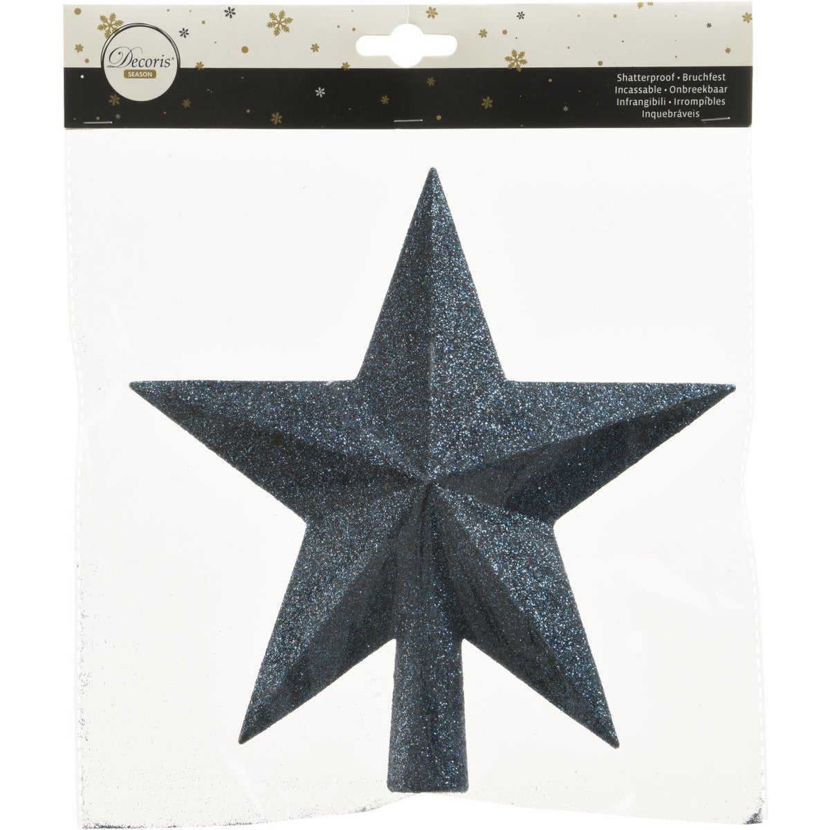 Decoris Night Blue 7.5 In. Shatterproof Star Christmas Tree Topper