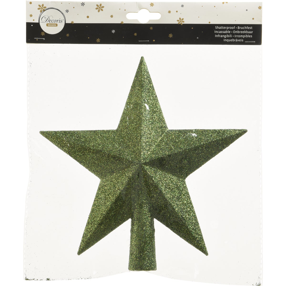 Decoris Pine Green 7.5 In. Shatterproof Star Christmas Tree Topper