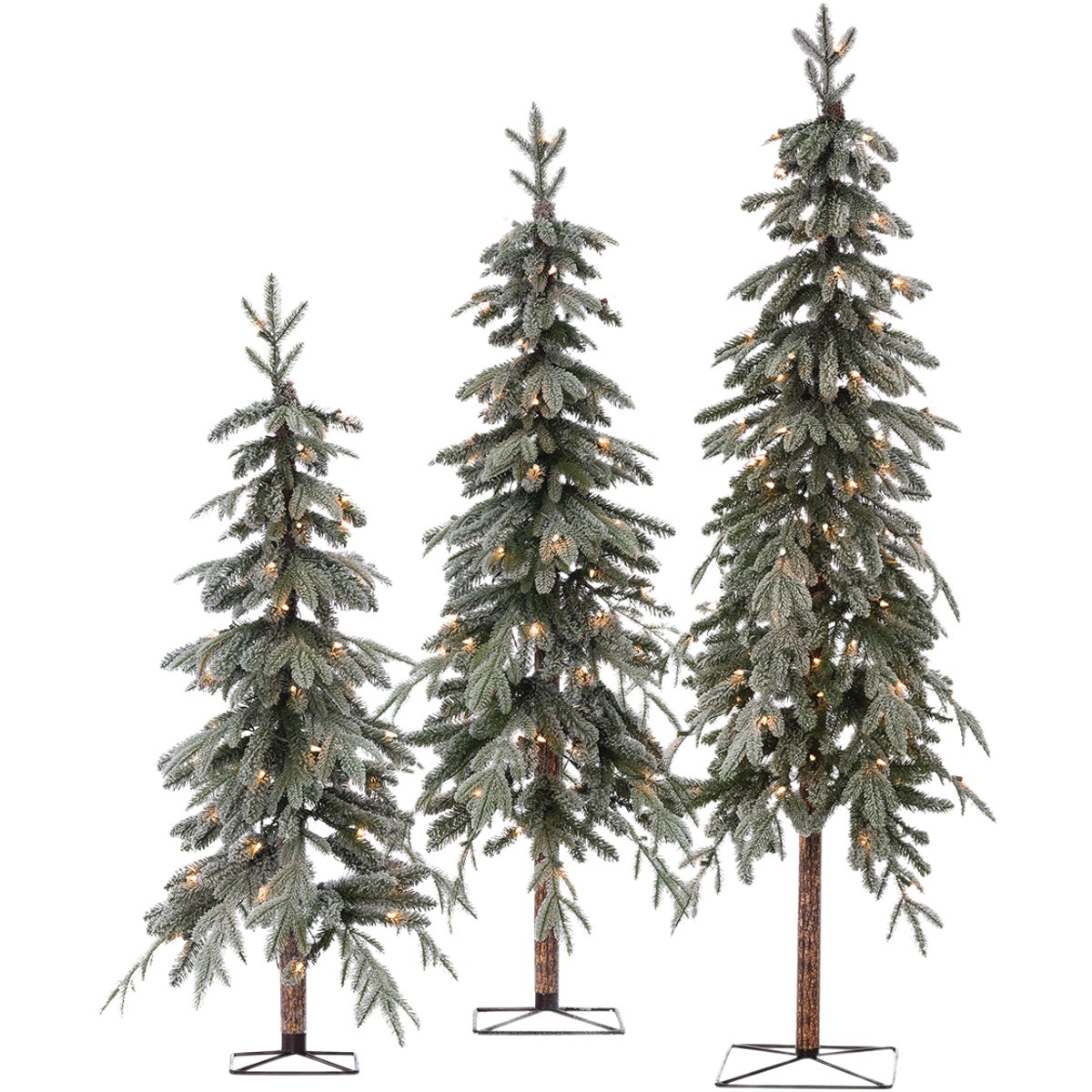 Sterling 2 Ft./3 Ft./4 Ft. Flocked Incandescent Alpine Specialty Tree (Set of 3)