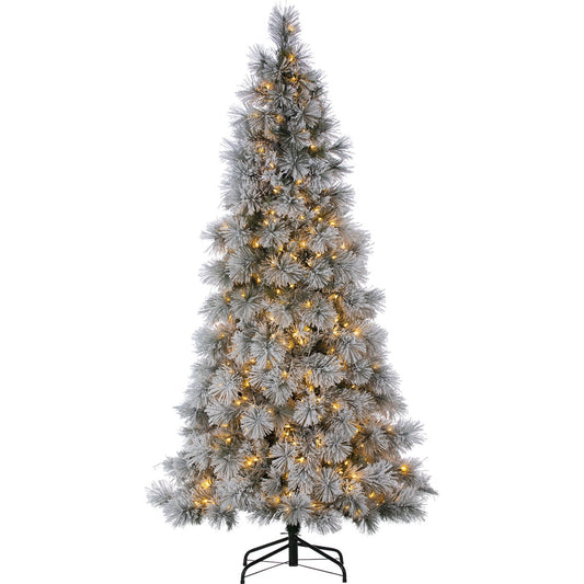 Gerson 7.5 Ft. Flocked Plymouth Pine 500-Bulb Warm White LED Prelit Artificial Christmas Tree