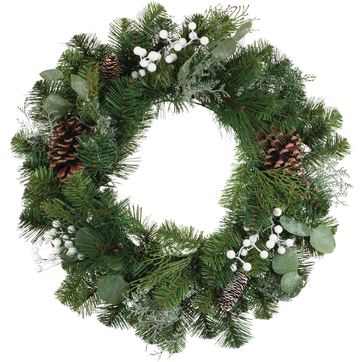 Gerson 24 In. Mixed Pine Artificial Wreath with Berries, Pine Cones, & Cedar