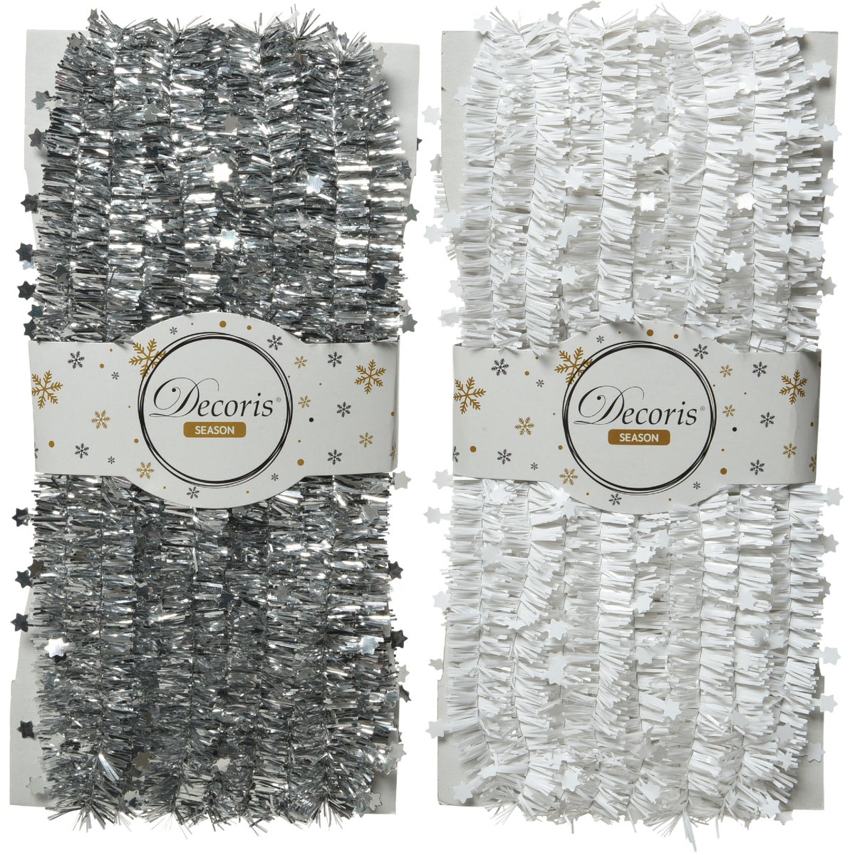 Decoris 10 Ft. Gray & White Tinsel Garland