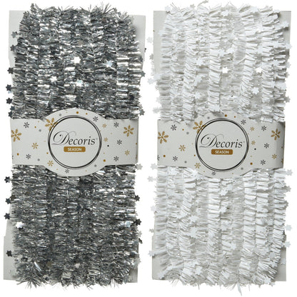 Decoris 10 Ft. Gray & White Tinsel Garland