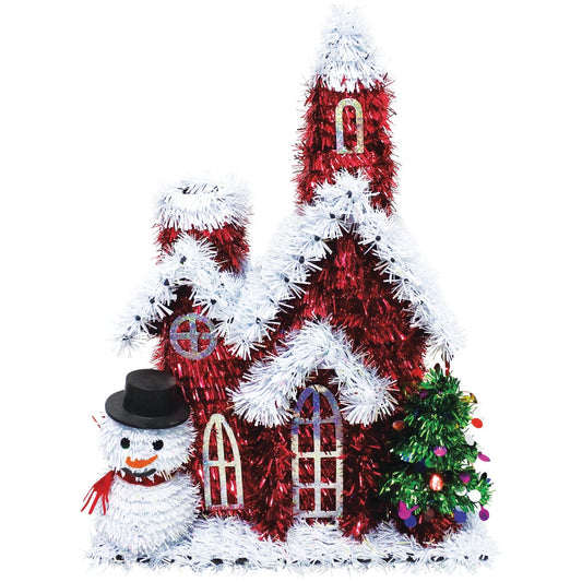 Youngcraft 9.75 In. x 5.5 In. x 12.25 In. Tinsel Church Holiday Decoration