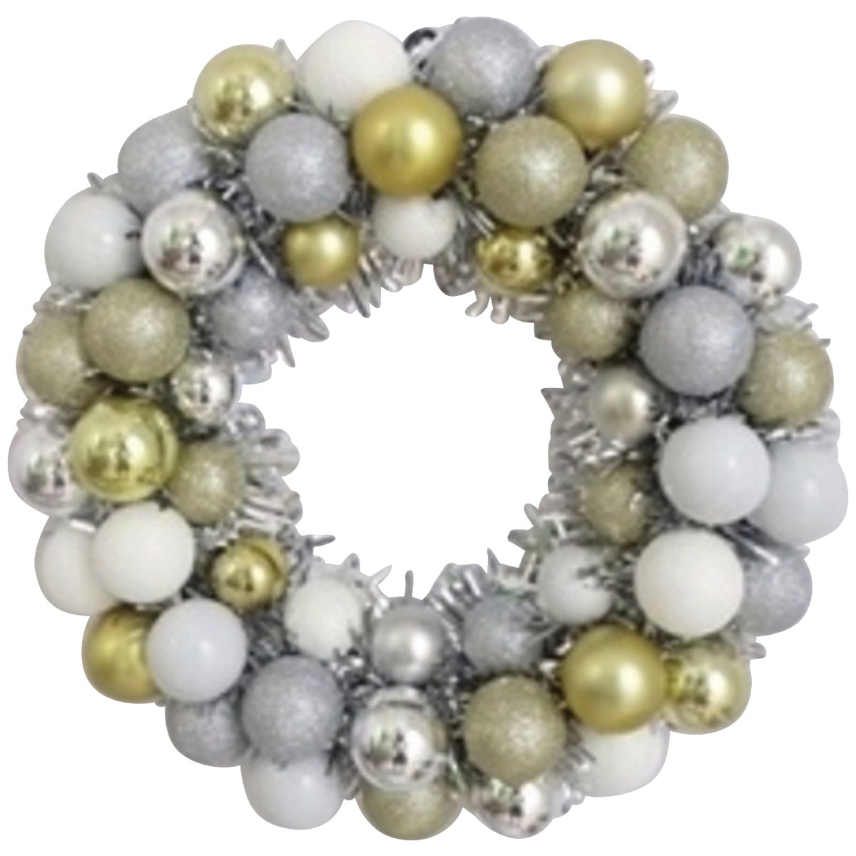 Youngcraft 16 In. Silver, White, & Champagne Shatterproof Ornament Wreath