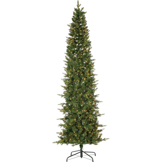 Sterling 9 Ft. Narrow Saginaw Spruce 650-Bulb Clear Incandescent Prelit Artificial Christmas Tree