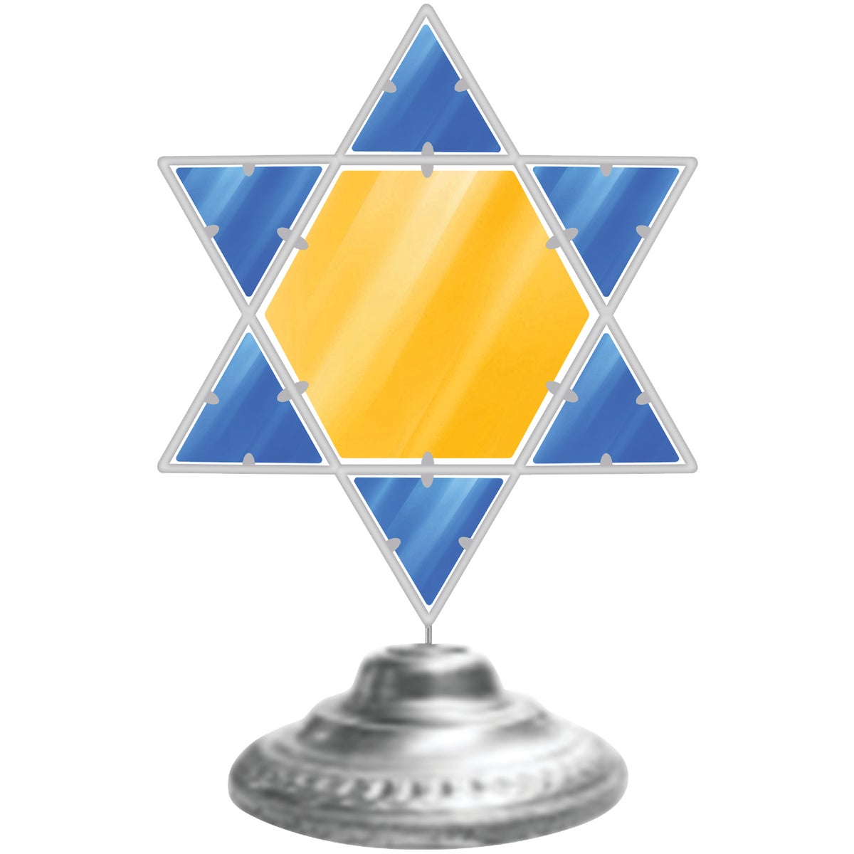 Alpine 14 In. Yellow & Blue LED Star of David Tabletop Hanukkah Decoration