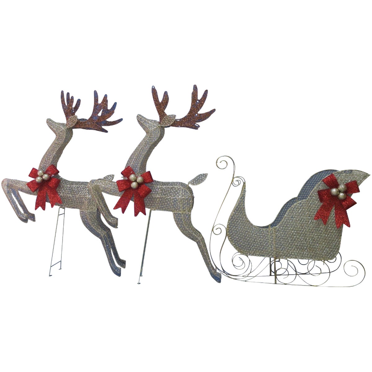 J Hofert 43 In. Deer & 27 In. Sleigh LED Holiday Figure