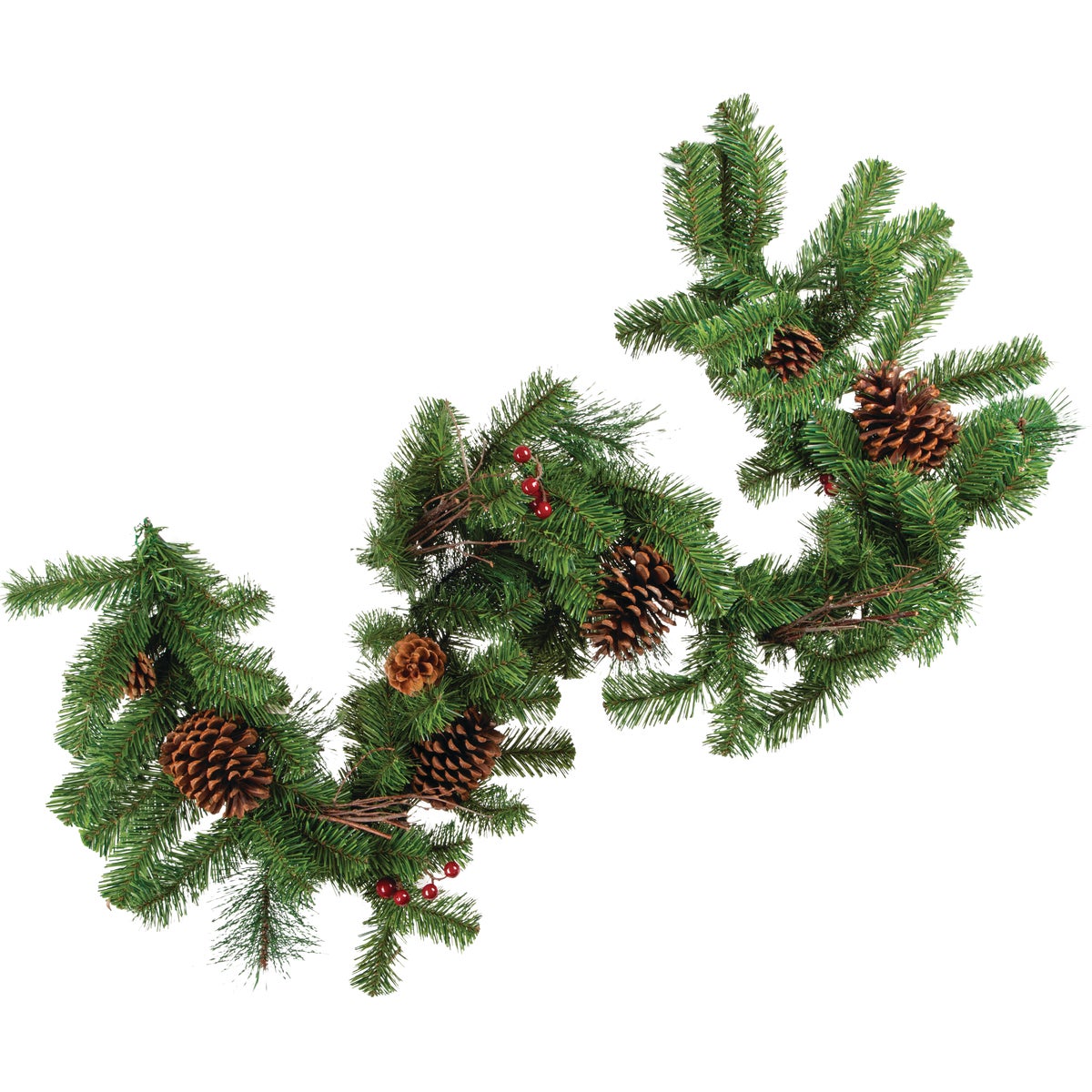 Gerson 6 Ft. Mixed Pine Garland with Berries and Pine Cones