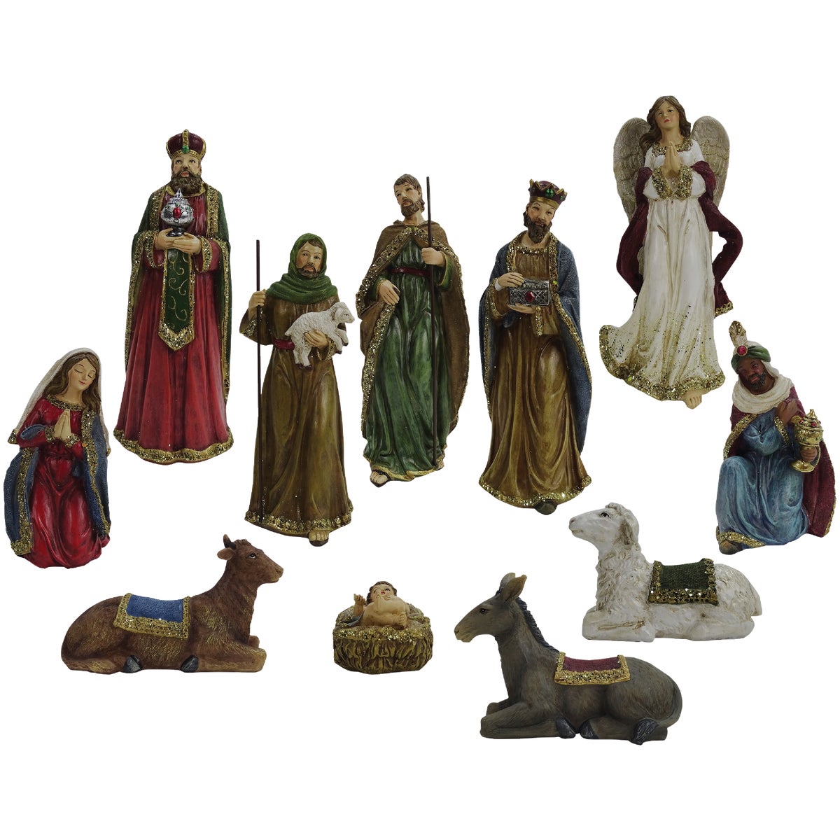 Alpine Polystone Nativity Scene Set (11-Piece)