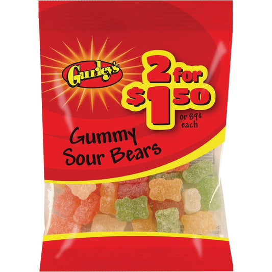 Gurley's Assorted Sour Fruit Flavors 2.5 Oz. Gummy Bears