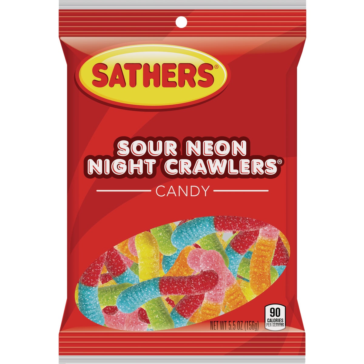 Sathers Assorted Sour Fruit Flavors 5.5 Oz. Neon Night Crawlers