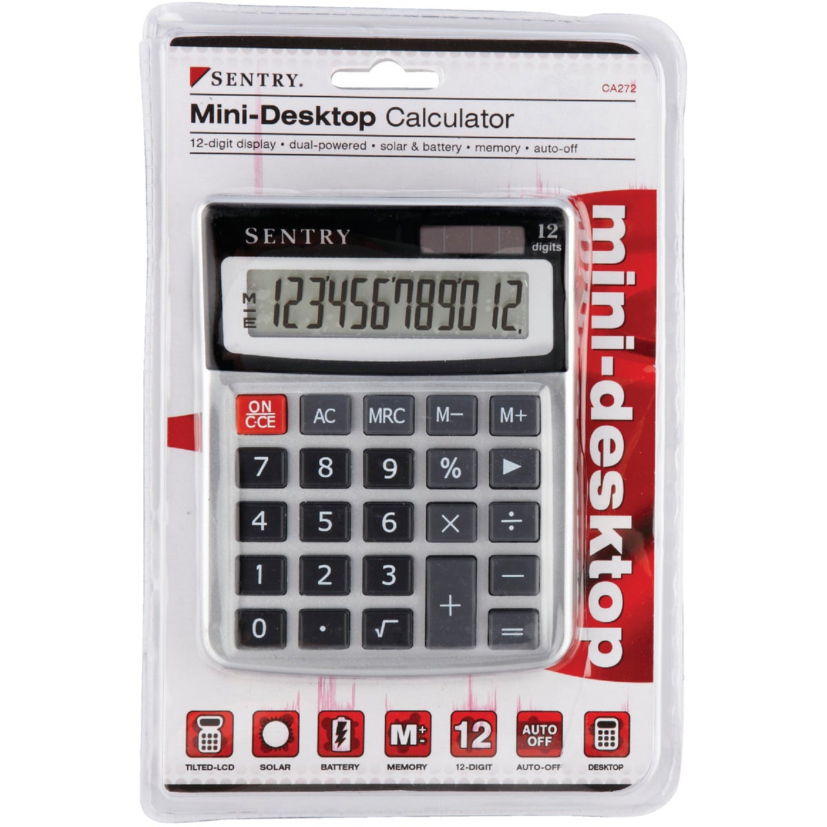 Sentry Jumbo Key Auto-Off 10-Digit Mini Desk Calculator