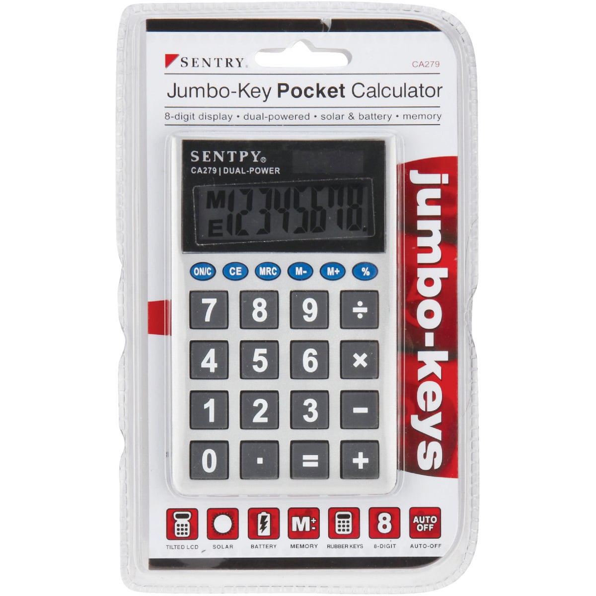 Sentry Jumbo Key Auto-Off 8-Digit Pocket Calculator