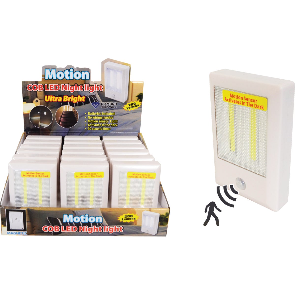 Diamond Visions White Battery Operated Motion Activated COB LED Night Light