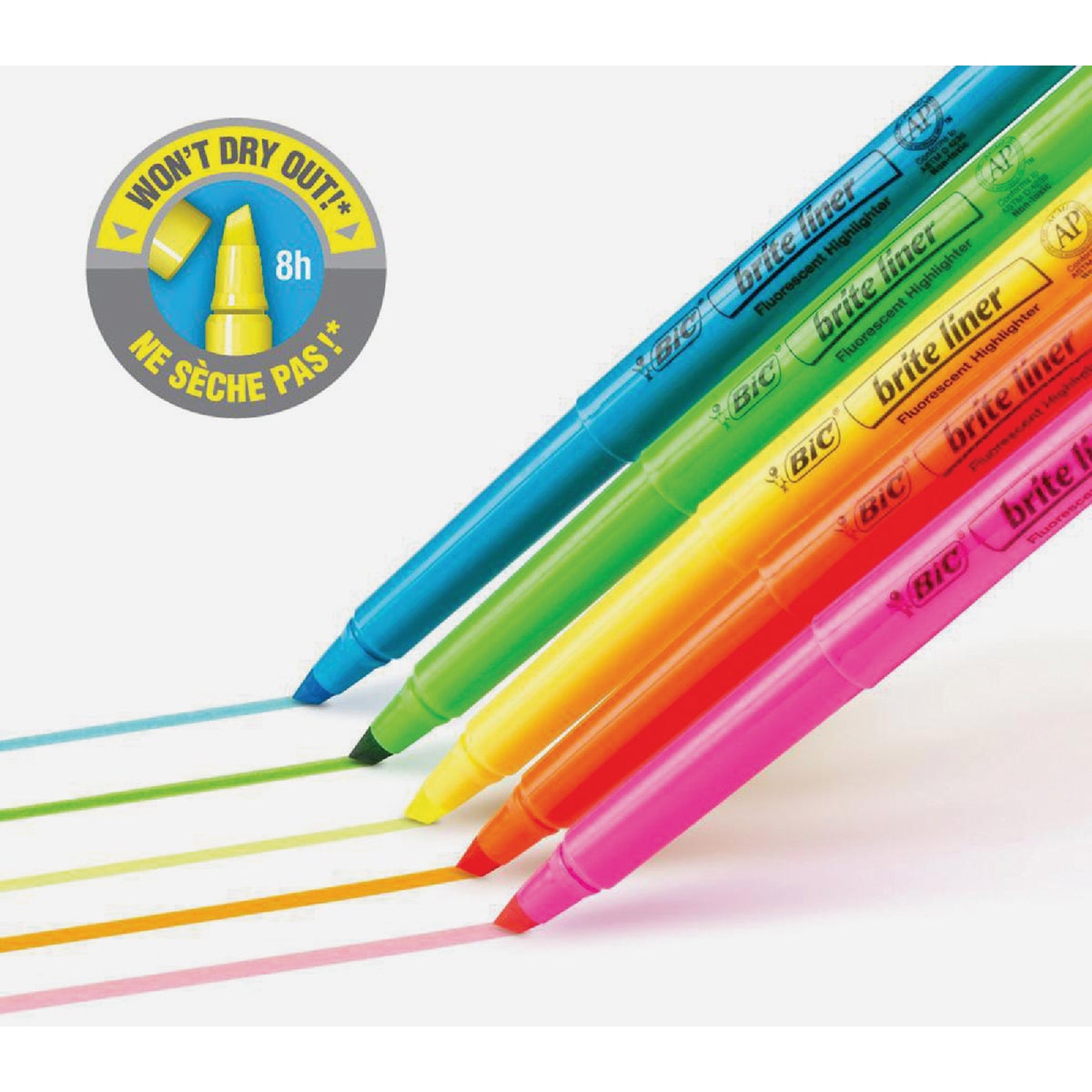 Bic Brite Liner Chisel Tip Highlighter Assortment (5-Pack)