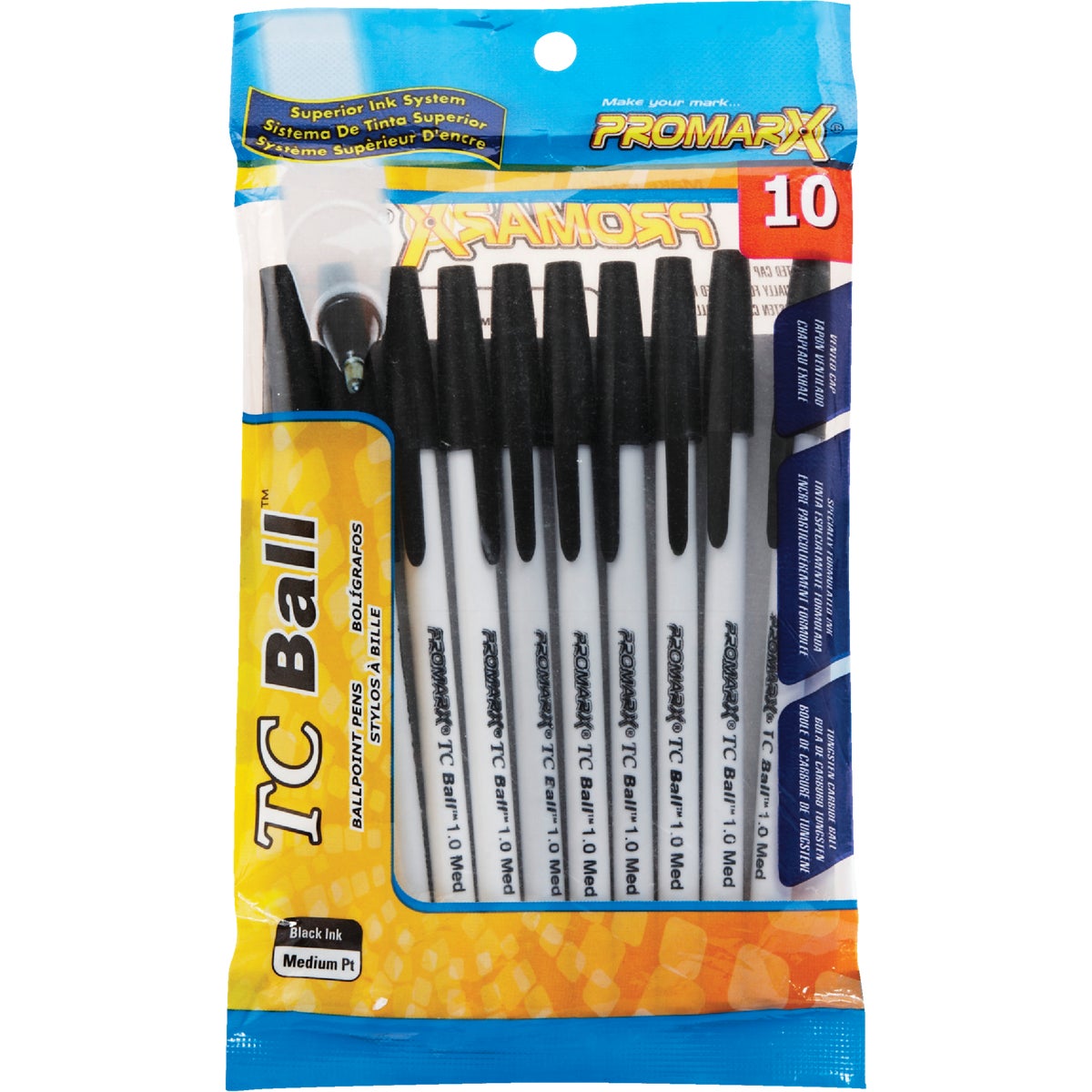 ProMarx TC Medium Point Black Stick Pen (10-Pack)