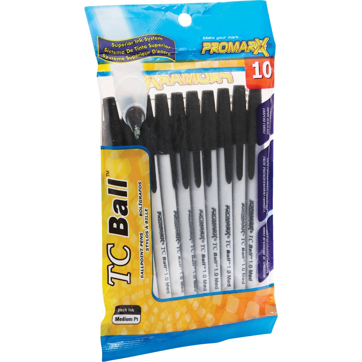 ProMarx TC Medium Point Black Stick Pen (10-Pack)