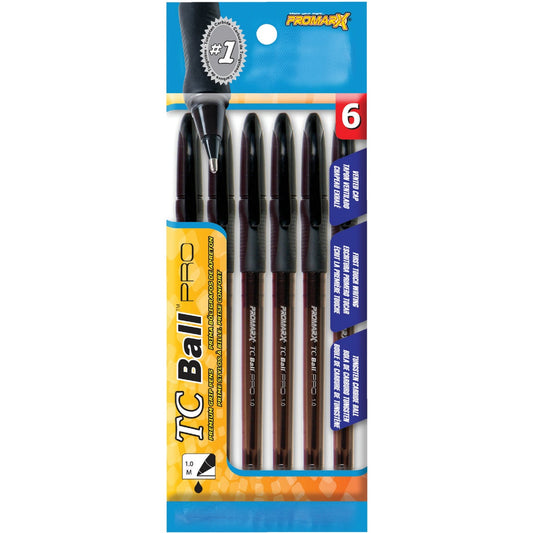 ProMarx TC Ball Pro Medium Point Black Stick Pen (6-Pack)