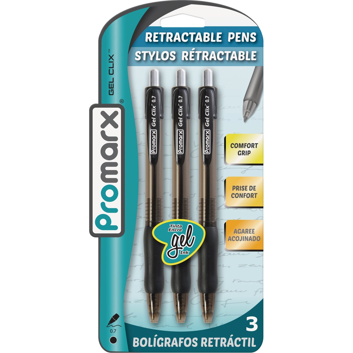 ProMarx Gel Clix Medium Point Black Retractable Pen (3-Pack)