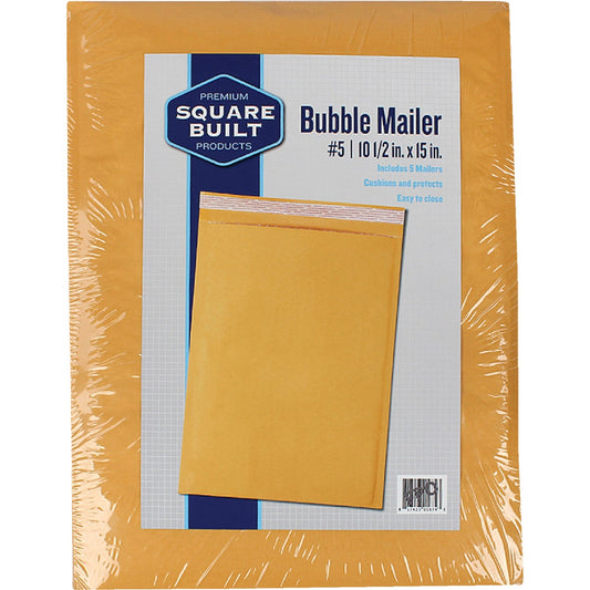 Square Built 10.5 In. x 15 In. #5 Bubble Mailer (5-Pack)