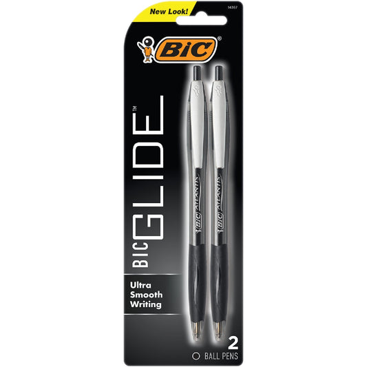 Bic Atlantis Medium Point Black Ball Point Pen (2-Pack)