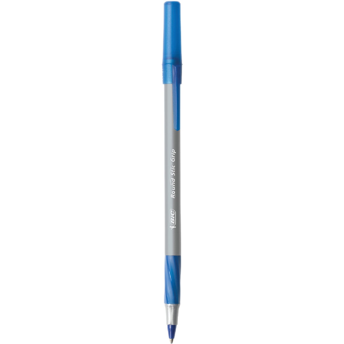 Bic Round Stic Grip Medium Point Blue Pen (8-Pack)