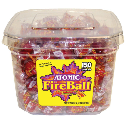 Atomic Fire Ball 0.3 Oz. Individually Wrapped Hot Cinnamon Candy Display (150-Count)