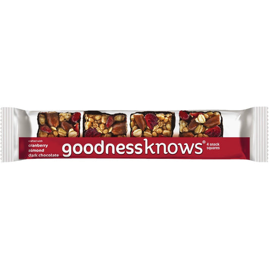 GoodnessKnows Cranberry, Almond & Peanut, Chocolate 1.2 Oz. Nutrition Bar