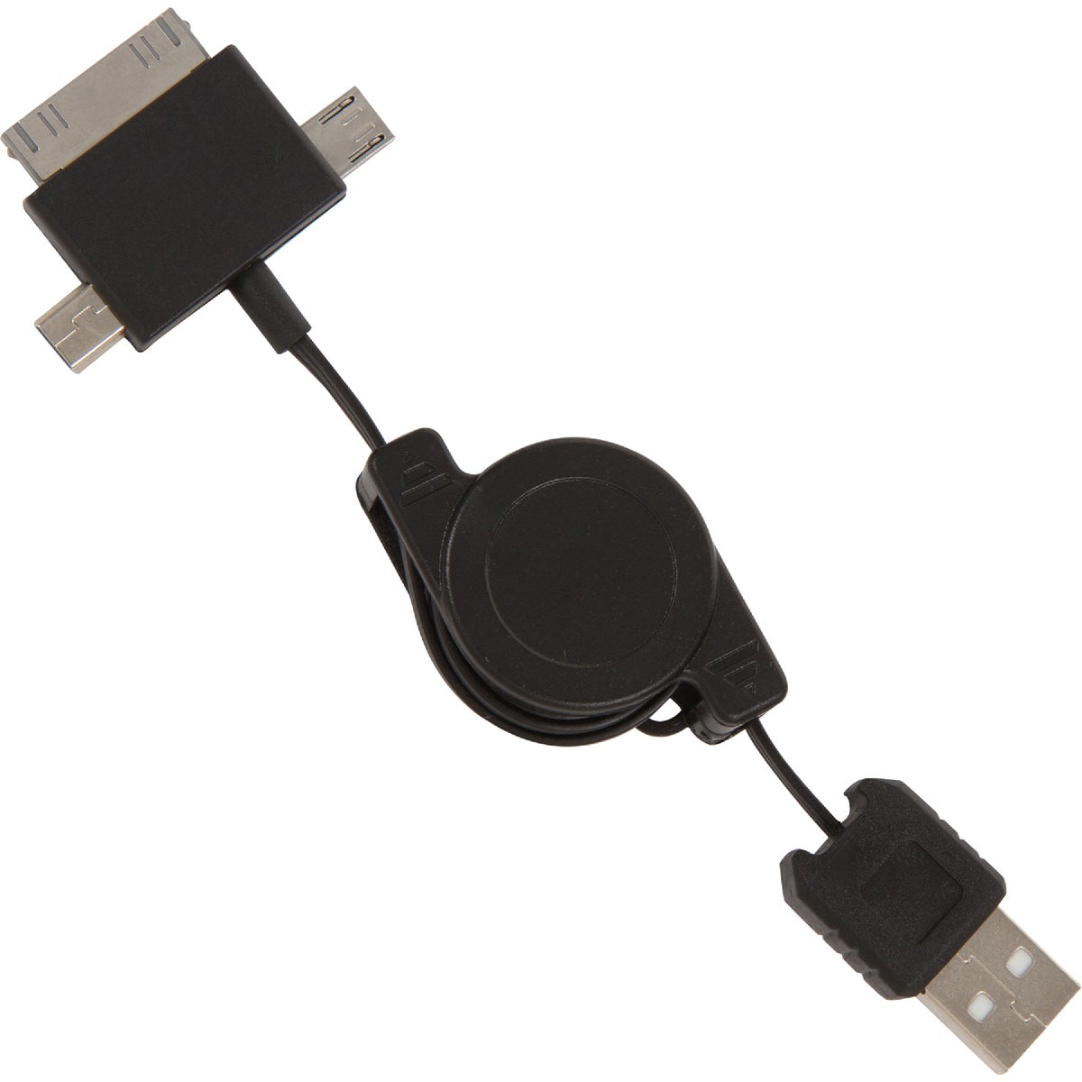 Aries 3-in-1 Multi-Tip Micro USB, Mini USB, Apple 30-Pin Black Charger