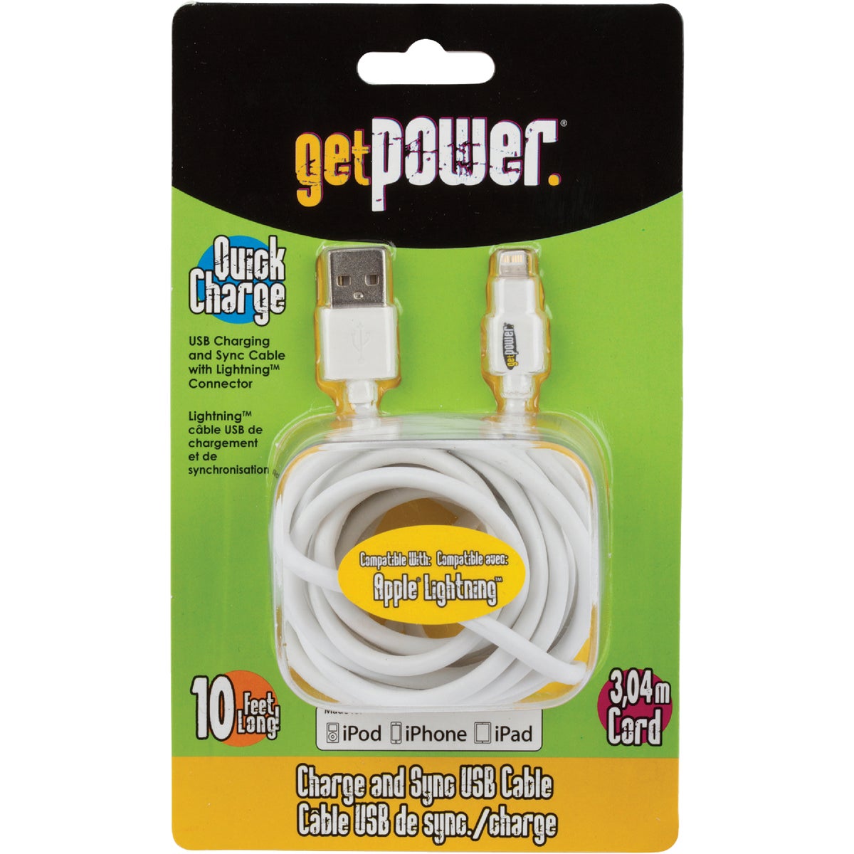 Aries 10 Ft. White Lightning USB Charging & Sync Cable