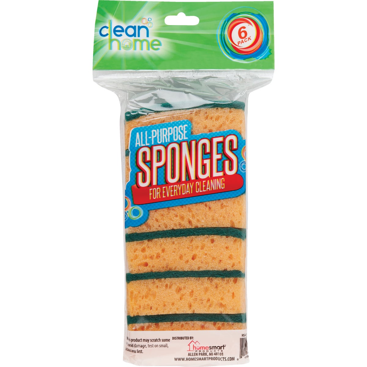 Clean Home Orange Cellulose Scrub Sponge (6-Count)