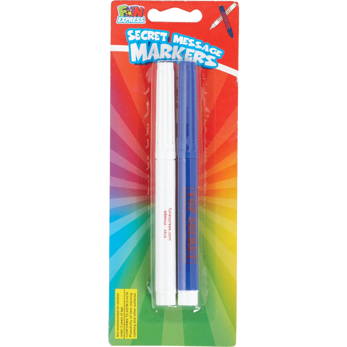 Fun Express 1 White, 1 Blue Felt Tip Secret Message Marker (2-Pack)