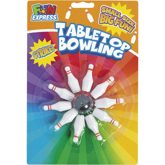 Fun Express Plastic Pins with Rubber Ball Table Top Bowling