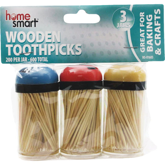 Home Smart 200 Per Jar Wooden Toothpicks (3-Pack)