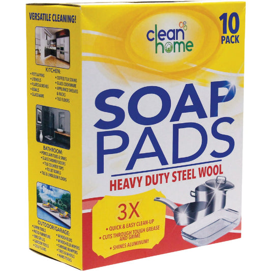 Clean Home Heavy-Duty Steel Wool Soap Pads (10-Pack)
