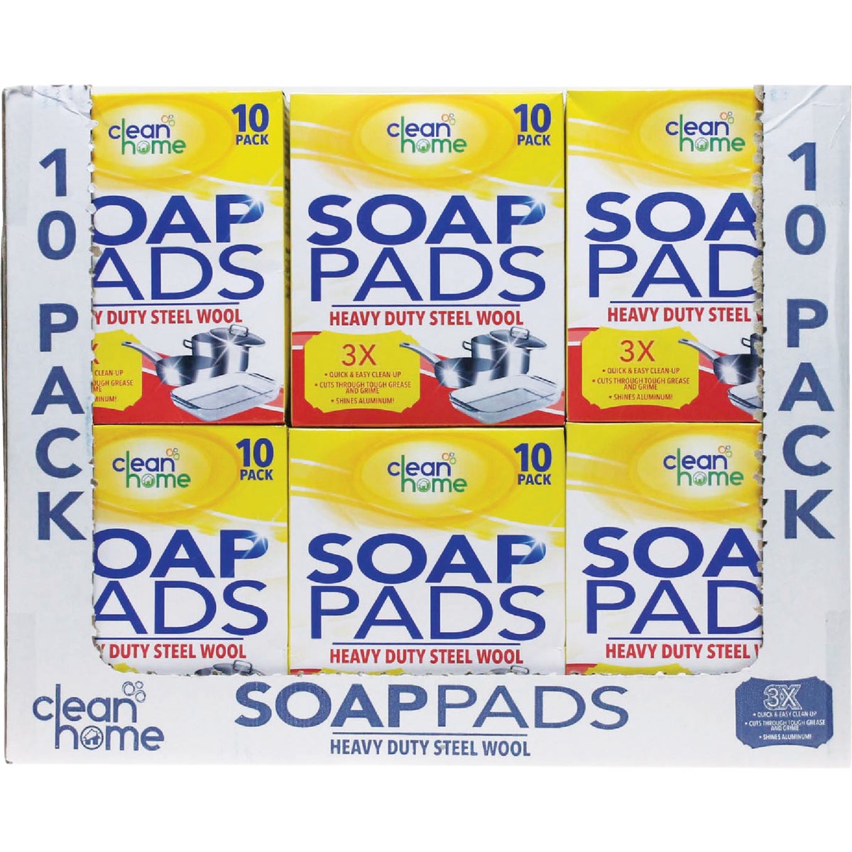 Clean Home Heavy-Duty Steel Wool Soap Pads (10-Pack)