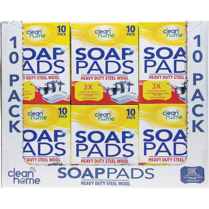 Clean Home Heavy-Duty Steel Wool Soap Pads (10-Pack)