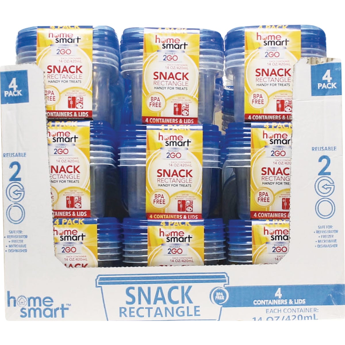 Home Smart 14 oz. Reusable 2Go Food Storage Container (4-Pack)