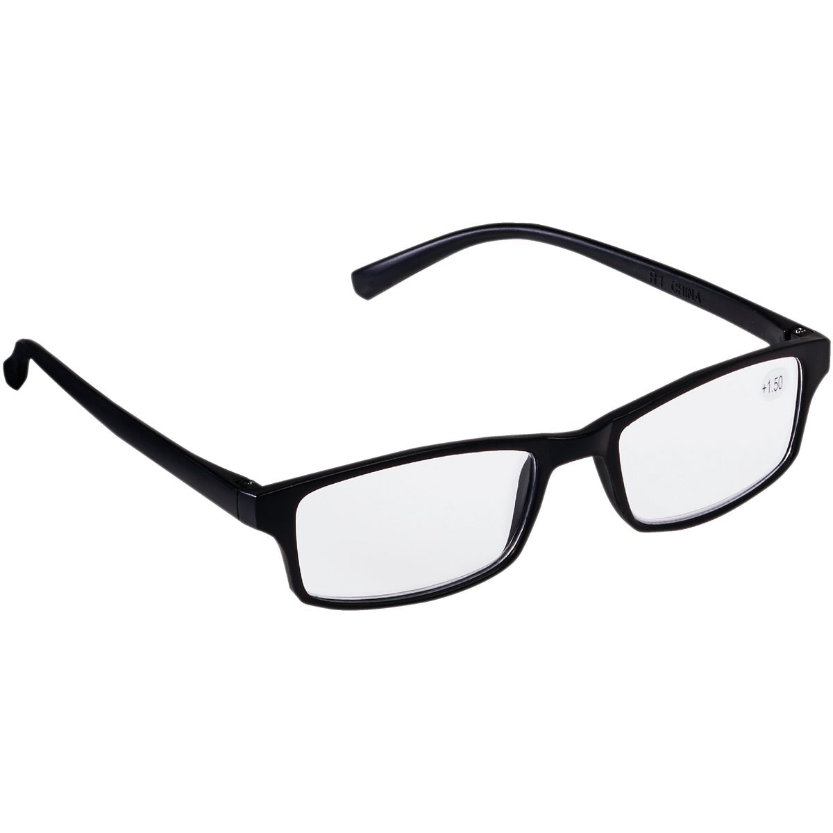 Regent 1.5 Diopter Rectangular Black Plastic Frame Reading Glasses