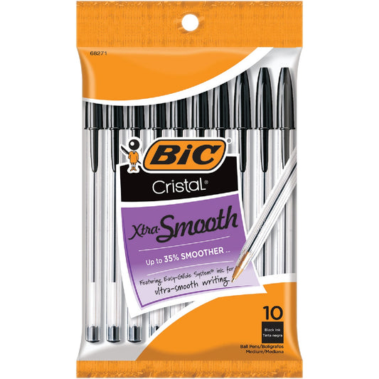 Bic Cristal Medium Point Black Ball Pen (10-Pack)