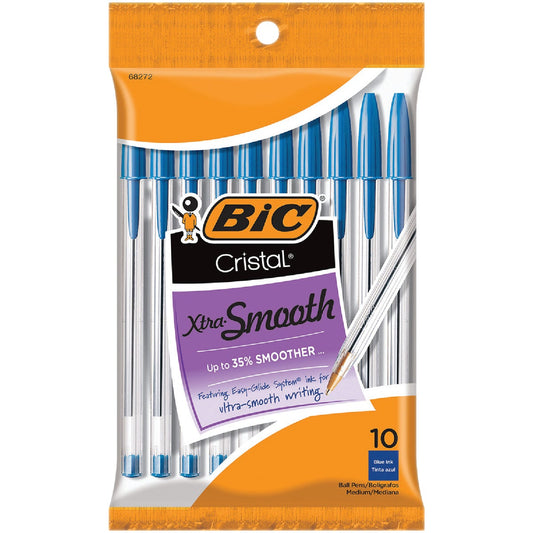 Bic Cristal Medium Point Blue Ball Pen (10-Pack)