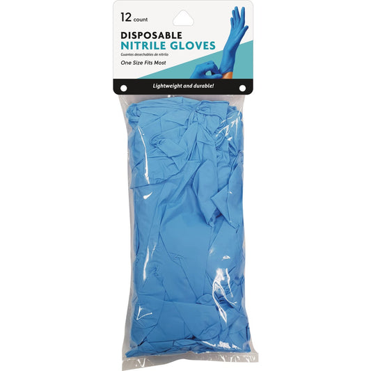 Brite Concepts 1 Size Fits Most Blue Nitrile Disposable Gloves (12-Pack)