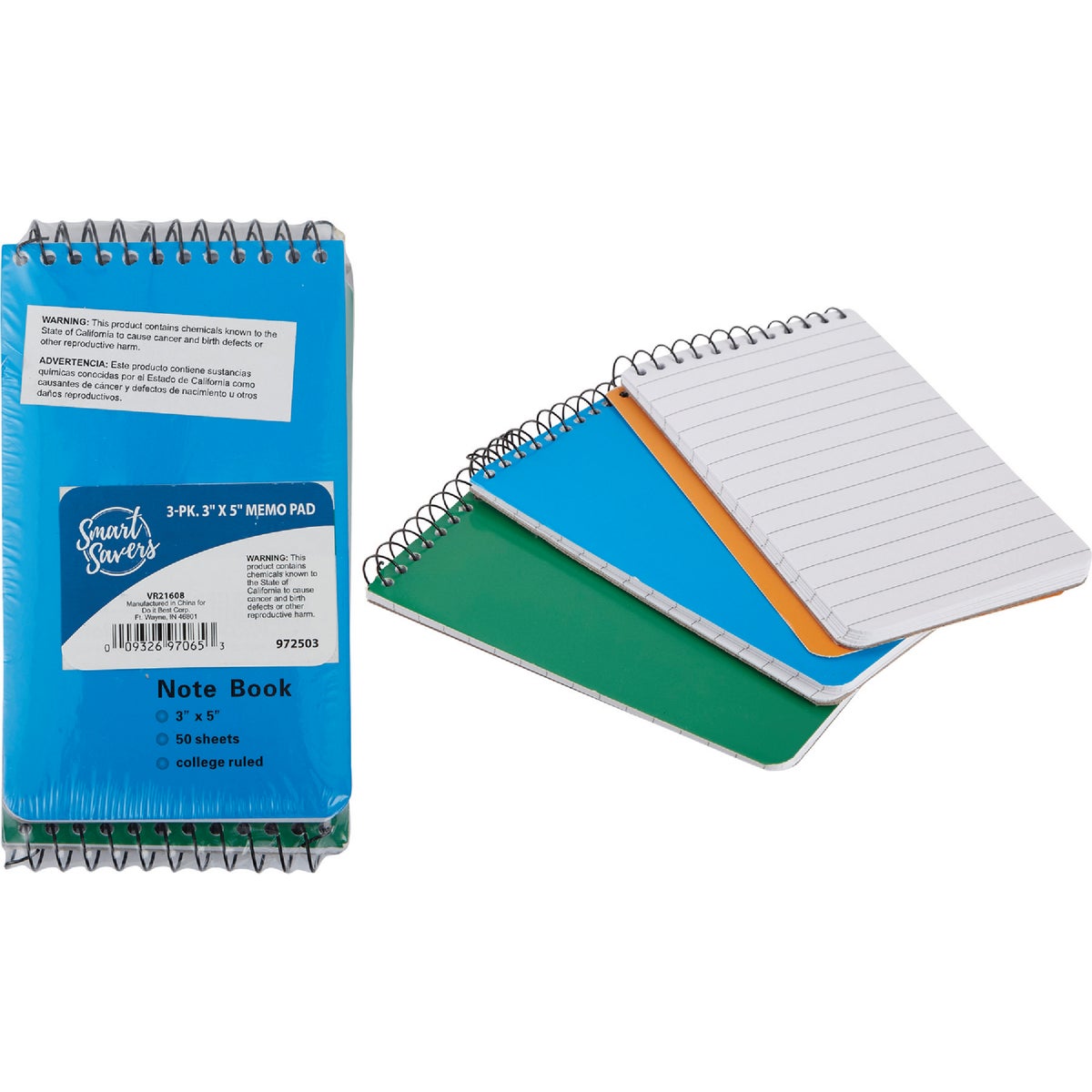 Smart Savers 3 In. x 5 In. White 50-Sheet Top Spiral Bound Memo Pad (3-Pack)