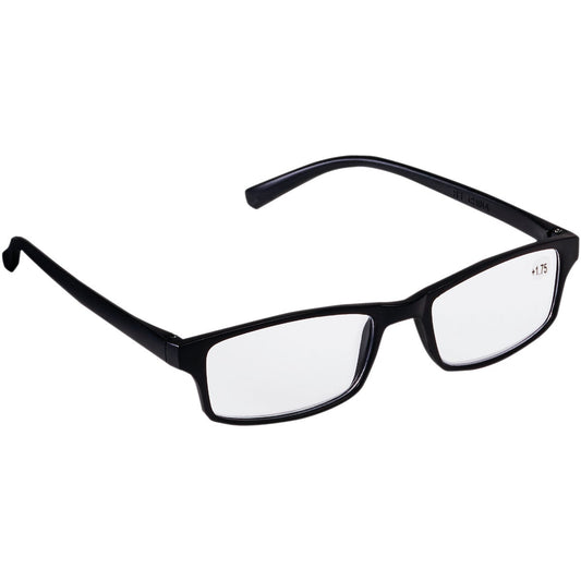 Regent 1.75 Diopter Rectangular Black Plastic Frame Reading Glasses